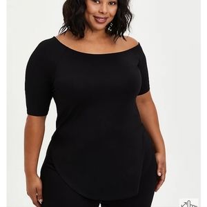 Torrid Off Shoulder Super Soft Black Tunic.
